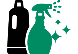 Icona che rappresenta dei  detersivi per pulizia moto
